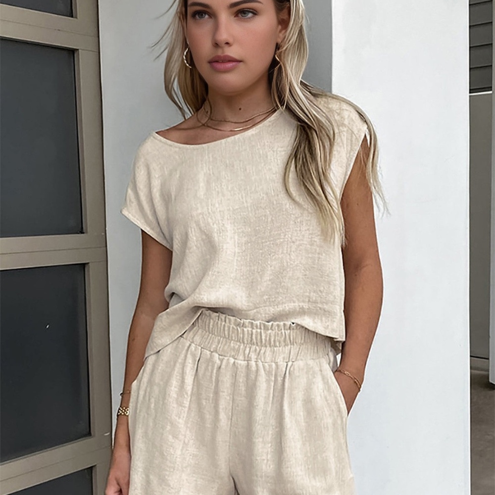 Cotton Linen Shorts Set